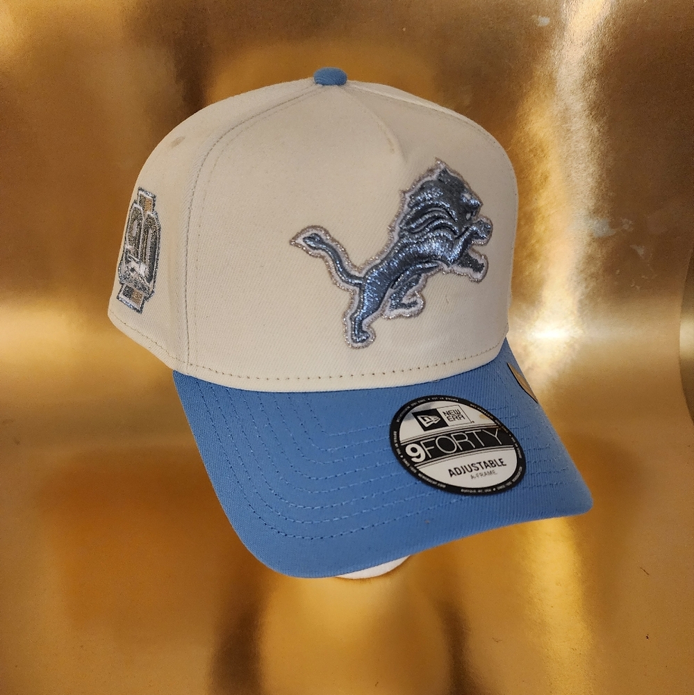 New Era Blue and White Cap with Embroidered Lion